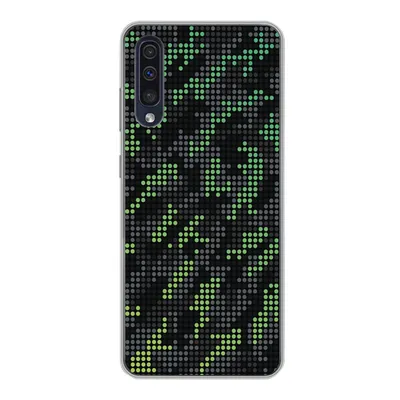 Produktbild von MuchoWow® Handyhülle Schutzhülle Hülle für Samsung Galaxy A30s Camouflage-Muster aus grünen und grauen Punkten Silikon Softcase Handy Hülle - Karteninhaber