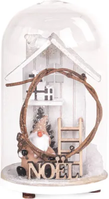 Immagine prodotto di Cupola in vetro con ornamento in legno, 12,5 cm, motivo natalizio
