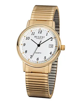Produktbild von Regent Uni Armbanduhr F-707 Edelstahl Gold plattiert Zugband