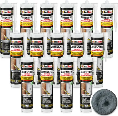 Produktbild von Isolbau Zement-Fix 15 x 300 ml Dunkelgrau Express Reperaturmörtel - Dichtungsmasse für Fugen & Risse im Innen- & Außenbereich, Kartusche