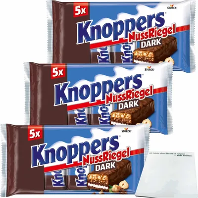 Produktbild von Knoppers Riegel Dark 3er Pack (3x200g Packung) + usy Block