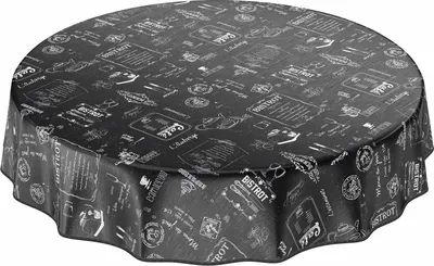 Produktbild von Tischdecke Wachstuch Essen Schwarz Robust Wasserabweisend Rund 140 cm