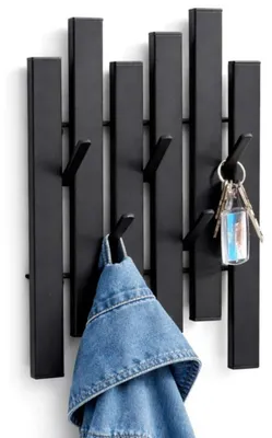 Flexistyle Metalen haken, met zwarte schroeven, ideaal voor lamellenhaken, 4 stuks