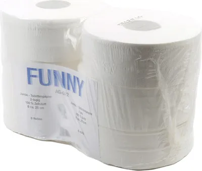 Produktbild von FUNNY Jumbo Toilettenpapier 2 lagig hochweiß 9,5 x 19 cm Ø 25 cm 6 Rollen