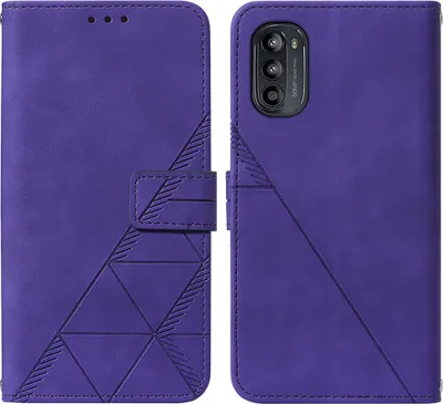 Produktbild von Moto G52 Hülle, Schlank Prägung Flip Leder Kartenfächer Schutzhülle mit Ständer für Motorola Moto G52 Lila