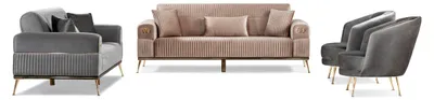 Produktbild von Sitzgruppe/Sofa Set - Wohnzimmergarnitur "Mirela" 3+3+1-Hellgrau