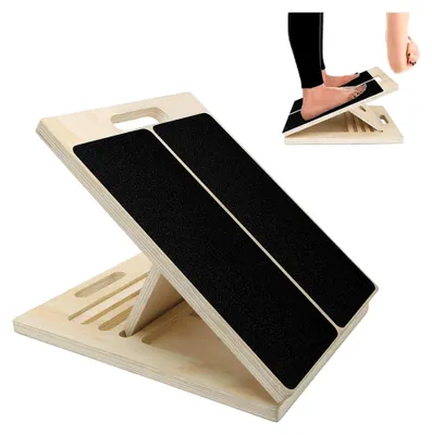 Produktbild von Wadendehner aus Holz, Balance Board, Tragbares Schrägbrett, Verstellbarer Wadenstrecker mit Tragegriff, Muskeldehnung für Physiotherapie und Kniebeugen