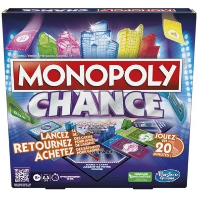 Obrázek produktu pro Monopoly Chance, rychlá desková hra Monopoly pro rodinu, pro 2 až 4 hráče, cca 20 min.