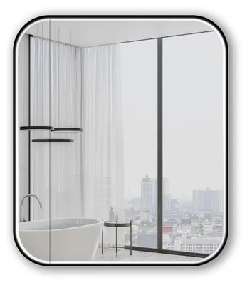 Produktbild von LED Spiegelschrank 60x70 cm, Alukorpus schwarz matt, 2 Ablagen, IP44