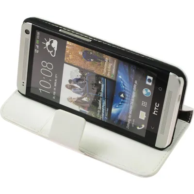 Produktbild von PhoneNatic Kunst-Lederhülle kompatibel mit HTC One -  weiß + 2 Schutzfolien