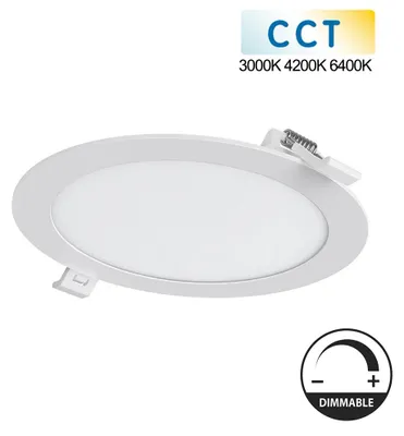 Produktbild von 12W Dimmbare LED Panel Einbaupanel Einbauleuchte Slim Panel rund CCT 3000K 4200K 6400K 12 Watt