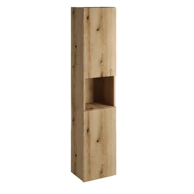 Zdjęcie produktu dla Szafka Łazienkowa Wysoka 140 Cm Dąb Słupek 2 Drzwi Push To Open
