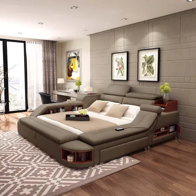 Produktbild von Moderne Hotel Multifunktion USB Sound Doppel Design Leder Bett Polster Betten
