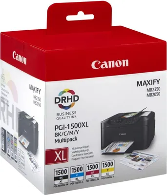 Obrázek produktu pro Canon PGI-1500XL BK/C/M/Y, Vysoká (XL) výtěžnost, Černá, Azurová, Purpurová, Žlutá, Inkoust na pigmentové bázi, Inkoust na pigmentové bázi, 34,7 ml, 1200 str.
