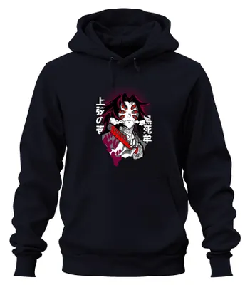 Immagine prodotto di Felpa con cappuccio unisex "Demon Samurai Anime Katana Manga" a sei occhi, blu navy, taglia L