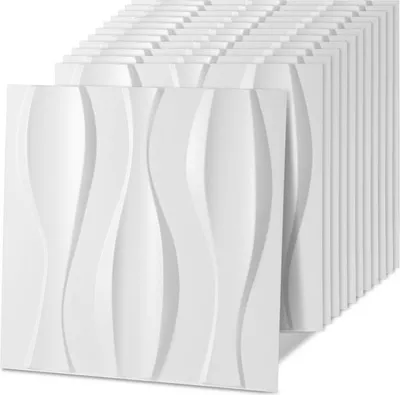 Immagine prodotto di Jayseuw 12 pezzi Pannelli 3D Pannelli da parete in cloruro di polivinile PVC - Pannelli per pareti e soffitti - 50x50 cm (0,25 m²) - Leggero, flessibile e facile da installare - Bianco