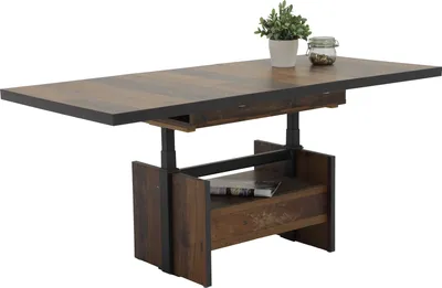 Produktbild von Couchtisch mit Funktionen Noah - Nachbildung Oldwood/Anthrazit - höhenverstellbar und ausziehbar - Schubkasten, Ablagefach - Maß 110 - 150 x 70 cm