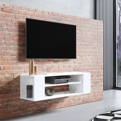 Immagine prodotto di Selsey WERI - Lavagna TV / pensile TV bianco con 2 vani a giorno, minimalista, larghezza 100 cm