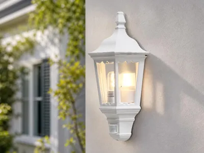 Produktbild von Konstsmide Firenze Bewegungsmelder weiß lackiertes Aluminium, klares Glas 7230-250