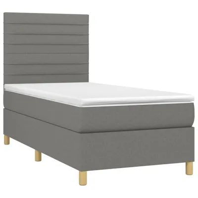 Produktbild von vidaXL Boxspringbett mit Matratze Dunkelgrau 90x200 cm Stoff