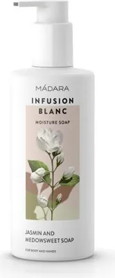 Zdjęcie produktu dla MÁDARA Cosmetics Infusion Blanc Moisture soap, Ręce i ciało, Mydło w płynie, Buteleczka z pompką, Nawilżający, Jaśmin, Aloe Barbadensis (Aloe) Leaf Juice Aqua Sodium coco sulphate Cocamidopropyl...