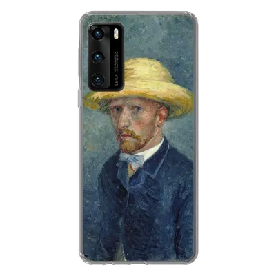 Produktbild von MuchoWow® Handyhülle Schutzhülle Hülle für Huawei P40 Selbstbildnis mit Hut - Vincent van Gogh Silikon Softcase Handy Hülle - Handytasche
