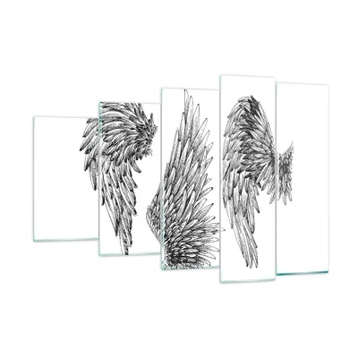 Produktbild von Bilder auf glas - Zeichnung Engel Flügel Federn - 150x100cm - Glasbilder - Wandbilder - Kunstdruck - zum Aufhängen bereit - Wanddekoration aus Glas - Glas Bilder - Wandbild auf Glas - GEG150x100-2950