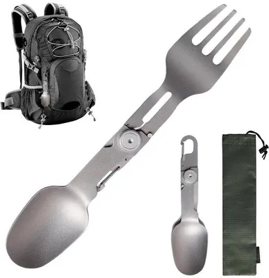 Productafbeelding van Titanium 2-in-1 Opvouwbare Spork voor Camping