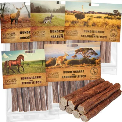 Produktbild von 5x180g - Hundezigarren - 100 % Muskelfleisch von einer Tierart - 5 Sorten im Set