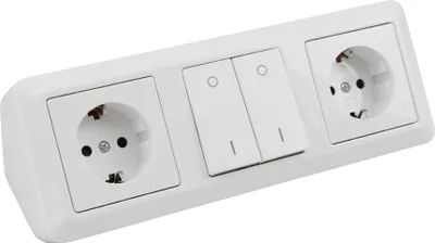 Produktbild von Steckdosenblock McPower Cup Aufbau weiß 2x Schutzkontakt + Schalter