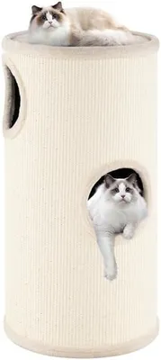 Imagen del producto de Jaula para gatos de 3 niveles, 70 cm, con 3 escondites (70 cm, color beige)