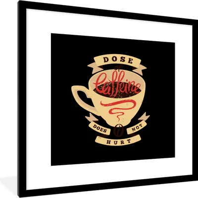 Produktbild von MuchoWow® MuchoWow® Gerahmtes Poster Kaffee - Vintage - Zitate - Sprichwörter - Eine Dosis Koffein tut nicht weh 40x40 cm - Poster mit zchwarzem Bilderrahmen - Poster - Plakat im Rahmen