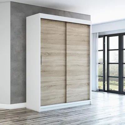 Produktbild von Schwebetürenschrank, 2-türig Schrank! Moderne Garderobe für Kleidung. Verschiedene Farben (Weiß, Schwarz, Somona) Kleiderschrank PAX  160 cm