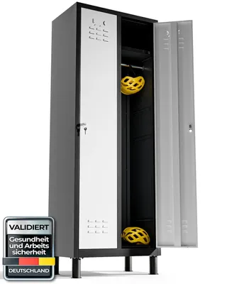 Image de Armoire métallique TwinThink, 180 x 64 x 40 cm, vestiaire avec 2 portes, casier métallique avec serrure à clé, 2 portes métalliques (blanc/noir)