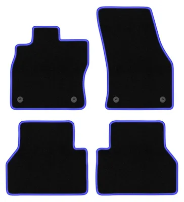Productafbeelding van Velours automatten voor Volkswagen Caddy IV vanaf 2020 (stationwagen) – 4-delig, zwart/blauw, op maat – Wielganizator CARLUX