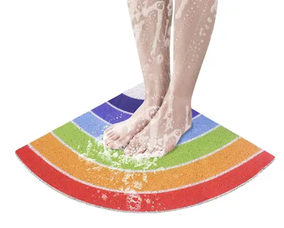 Produktbild von Rutschfeste antibakterielle Duschmatte Bunt Regenbogenfarben 60 x 60 cm, KI-generiertes Bild
