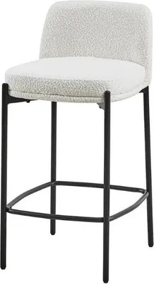 Immagine prodotto di Sgabello 'Ella' in tessuto bianco | gambe in metallo | H 85 x L 37 x P 42 cm
