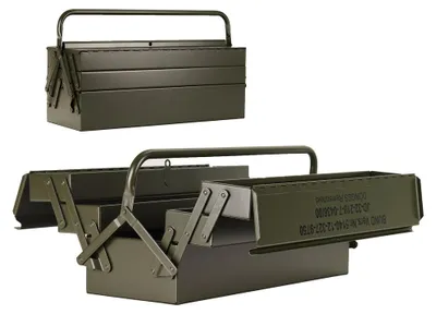 Produktbild von Bundeswehr-Qualität: Dönges Werkzeugkasten TL 5140-0010, Robust & Abschließbar, Olivgrün