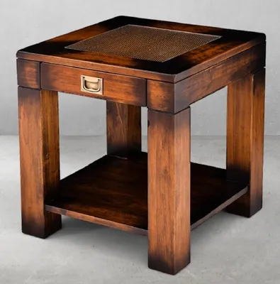 Produktbild von Casa Padrino Luxus Vintage Stil Beistelltisch Braun 50 x 50 x H. 55 cm - Quadratischer Nachttisch mit Schublade - Wohnzimmer Möbel - Schlafzimmer Möbel - Luxus Vintage Stil Möbel