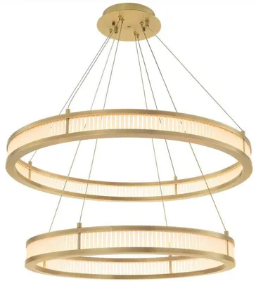 Produktbild von Casa Padrino Luxus LED Kronleuchter Antik Messingfarben / Weiß Ø 85 cm - Moderner runder Kronleuchter - Wohnzimmer Kronleuchter - Hotel Kronleuchter