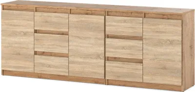 Zdjęcie produktu dla Komoda Pojemna Do Salonu Nowoczesna 6 Szuflad 200Cm Dąb Wotan Sonoma