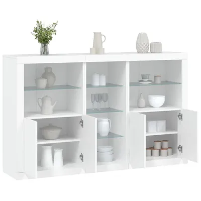 Image de vidaXL Sideboard avec lampes LED blanc 162x37x100 cm