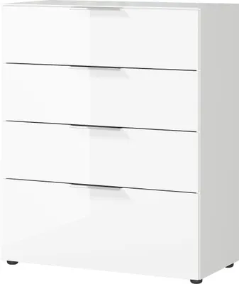 Produktbild von Kommode "404" in weiss mit 4 Schubladen. Abmessungen (BxHxT) 83x102x42 cm