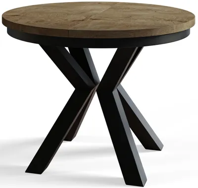 Produktbild von Esstisch Rund Loft, Esstisch Ausziehbar 120-200 cm, Moderner Wohnzimmertisch, Lefkas mit Metallbeinen in Farbe Schwarz