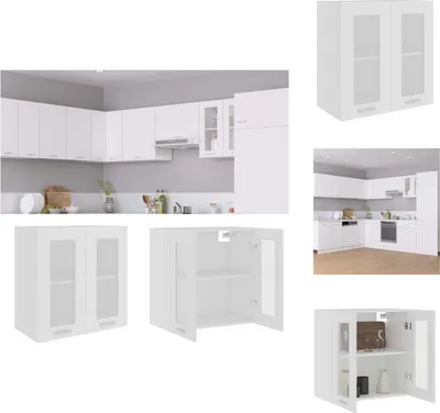 Obrázek produktu pro vidaXL Závěsná skleněná skříňka bílá 60x31x60 cm materiál na bázi dřeva - Kuchyňské skříňky