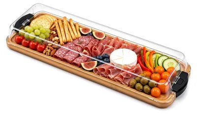 Produktbild von Servierbrett aus Bambus mit Deckel für Käse und Antipasti