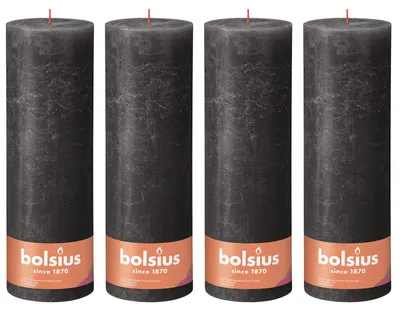 Immagine prodotto di set di 4 candele a colonna - Altezza 30 cm - Diametro 10 cm - Rustico - Grigio tempesta
