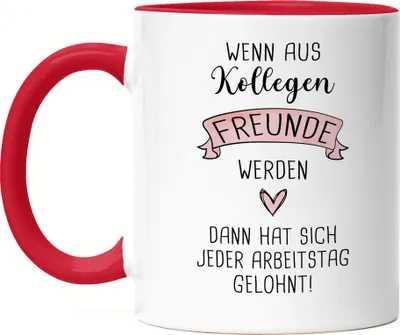 Produktbild von Wenn Aus Kollegen Freunde Werden Tasse Rot Lieblingskollegin Arbeit Büro-Beutel Kollegin Geschenk