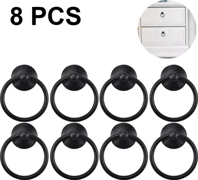 Produktbild von 8 Stück Möbelknöpfe Vintage Möbelgriff Schrankknöpfe Schubladenknöpf Schrank Schublade Griffe Ring Knopf für Möbel Schrank Kommode Tür Möbelknauf Kleiderschrank