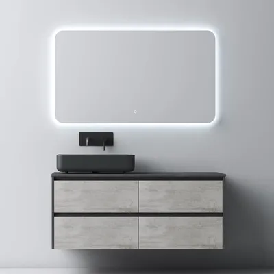 Produktbild von Mai & Mai Badmöbel-Set Waschbeckenunterschrank 120x48x51,6cm in Betonoptik mit 2-Schubladen inkl. Waschbecken Normal